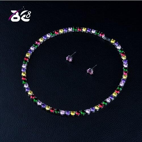 Be 8 Brilliant Cubic Zirconia Multicolor Dubai Bridal Jewelry Sets for Women Wedding Accessories Fashion Jewelry Gifts S372