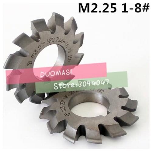 Free shipping 1PCS M2.25 Modulus PA20 degrees NO.1-NO.8 HSS Gear Milling cutter Gear cutting tools