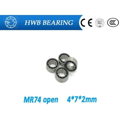 Free Shipping 10 PCS Open Type MR74 Bearings 4x7x2 mm open Miniature Ball Bearings L-740
