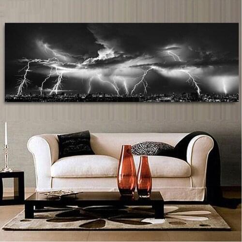 Large 5D Diy Diamond Painting Black Clouds and Lightning Thunder Diamond Embroidery Full Square Round Wedding DecorationZP-2820