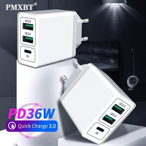 Quick Charge 4.0 3.0 QC PD Charger 36W QC4.0 QC3.0 USB Type C Fast Charging For iPhone 11 X Xs 8 Xiaomi Phone PD Charger SCP AFC