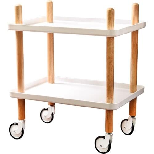 Nordic hotel dining car tea trolley home three-layer hot pot rack multi-function mobile solid wood wine cart