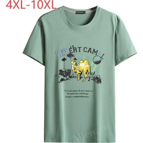 Summer Cotton 4XL-10XL T Shirts Men Simple O Neck Stretch Print New Tops Clothing Casual Tshirt Man Streetwear Cool Tee Shirts