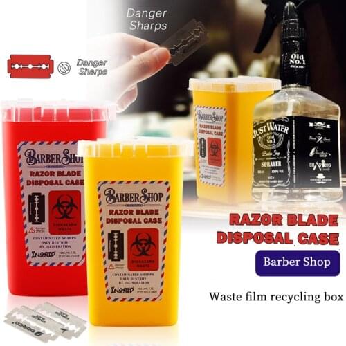 Barber Shop Razor Blade Recycling Box Disposable Waste Blade Recycling Bin Used Blade Storage Box
