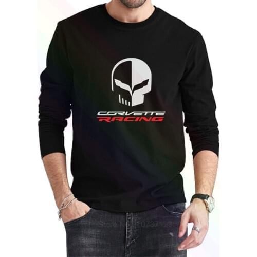 Corvette Racinger Logo Classic Black T-Shirt 2021 Newest Summer Mens Long Sleeve Popular Tees Shirt Tops Novel Unisex