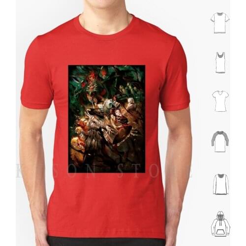 Overlord-The Floor Guardians T Shirt Print For Men Cotton New Cool Tee Demon Vampire Fantasy Undead Skeleton Succubus Elf Manga