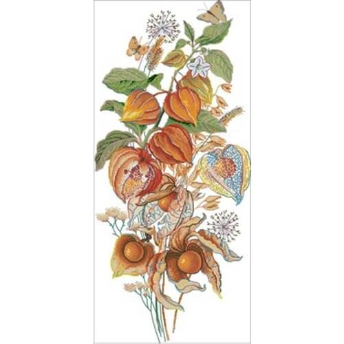 Lantern flower red berries counted 11CT 14CT 18CT Cross Stitch Set DIY Cross-stitch Kits Embroidery Needlework Home Decor