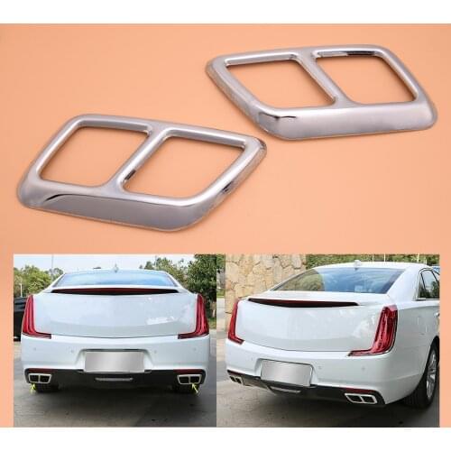 Stainless Steel 2Pcs Car Silver Rear Exhaust Muffler Tail Pipe End Tip Cover Trim Fit for Cadillac XTS 2018 2019