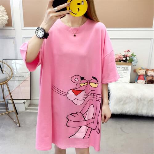 Loose Women Nightgown Sweet Cartoon Sleepwear Sleep Shirt Sexy Lingerie Cotton Night Gown Plus Size 3XL 4XL Robe Home Dress