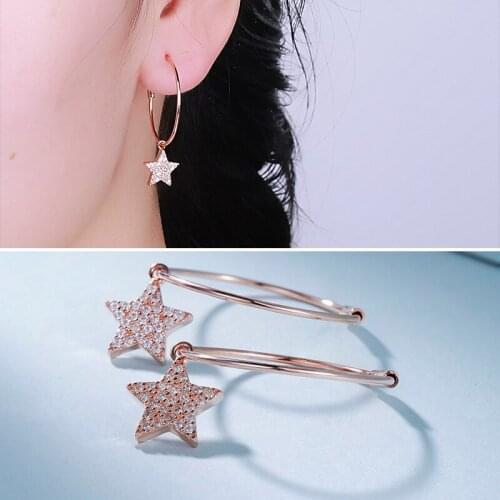 Factory Direct Sale S925 Silver Earrings Female Contracted Rose Gold Star Pendant A Undertakes To Silver Ornament