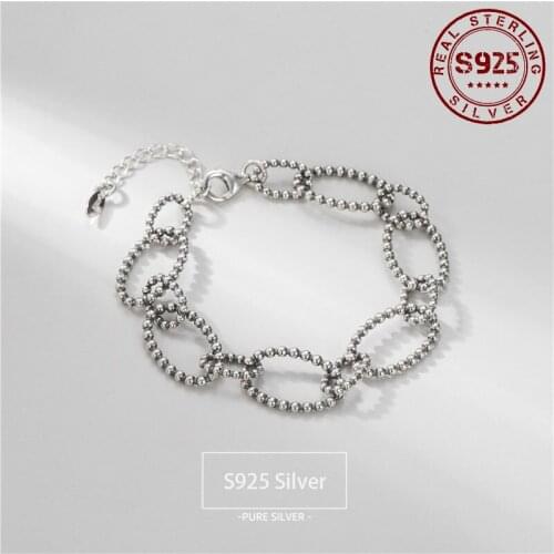 Real 925 Sterling Silver Bracelet for Women Twist Ellipse Chain Women Silver Bracelet Classic Silver Jewelry Wedding Party