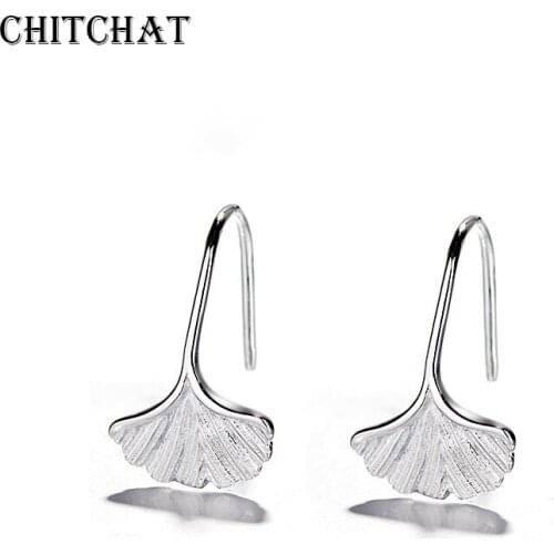 Romantic Ginkgo Biloba Drop Earrings free-form shape Long Chain Earrings Women Handmade jewelry Brincos