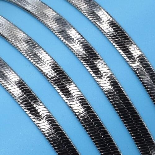 Width 3mm/4mm 18/20 inches White Gold Tone Stainless Steel Unisex Geometric Chain Necklace Fashion Jewelry Party Gift