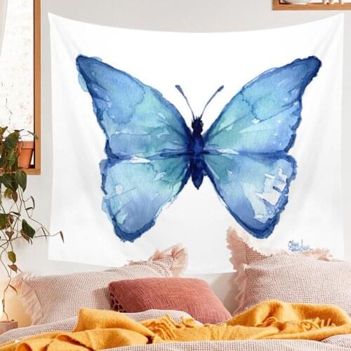Blue Tapestry Wall Hanging Butterfly Pattern Blanket INS Wall Hanging Indian Tapestry Home Bedroom Decorating Throw Blanket