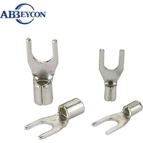 Spade Naked Terminal Connector SNB3.5-4/SNBS5.5-4 Non-Insulated TU-type Terminals Cable Wire Connector Cold Naked Terminal