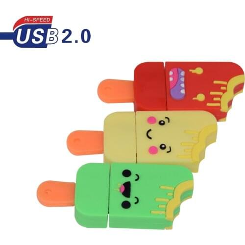 Cute Cartoon ice cream USB2.0 Flash Drive Pen Drive 128gb usb memory stick 4gb 8gb 16gb 32gb pendrive flash drive 64GB usb stick
