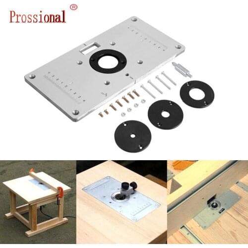 Router Table Insert Plate, 9.3''x4.7''x 0.3'' Aluminum Router Table Insert Plate with 4 Rings and Screws for Woodworking