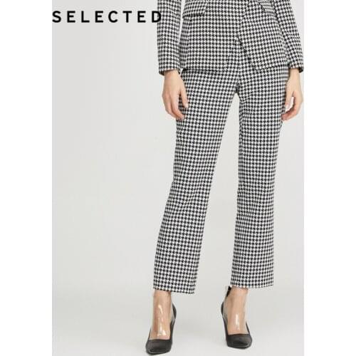SELECTED Womens Houndstooth Business Casual Pants Temperament Trousers S|420118512