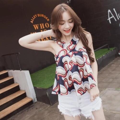 2021 Summer New Korean Style Sexy Backless Cross Tank High Street Loose Sleeveless Top Fashion Chiffon Women Camisole