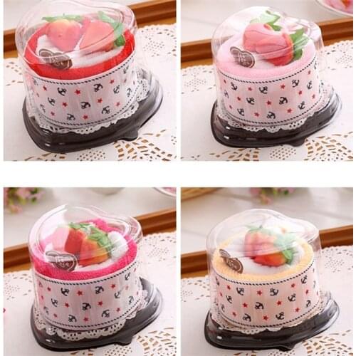 50sets 100pcs Cake shape packaging towel Microfiber Fabric Quick-drying towel Christmas Valentines Day Wedding Birthday gift