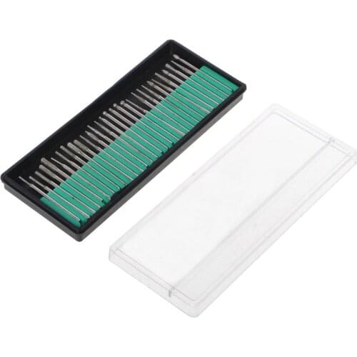 30pcs Burs Diamond Rotary Burr Bits Grinding Head Set For Dremel Carving Engraving Accessories Power Tool 2.35mm