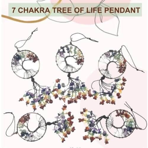 7 Chakra Tree of Life Ornaments Colorful Metal Tassel Wall Car Hanging for Hanging Ornament Pendant Accessories GQ