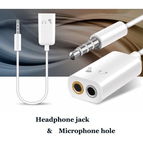 Aux Splitte 3.5mm Double Jack Headphone Splitter Microphone Audio Adapter 2 In 1 Headphone Jack Microphone Hole for Moblie Phone