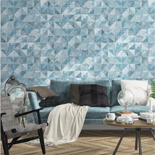 Beibehang 3D stereo mosaic imitation tile square lattice wallpaper modern minimalist light luxury bedroom living room wallpaper