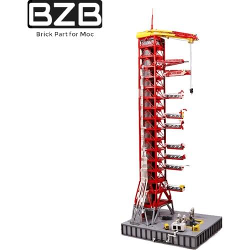BZB MOC High-tech Series Saturn V Rocket Launch Tower Creative Apollo Building Block Model Decoration Kids DIY Game ToyGift