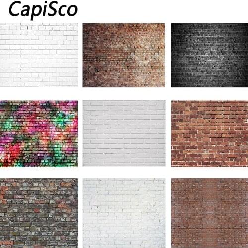 Capisco White Brick Wall Backdrop Birthday Wedding Festival Party Photography Background Newborn Baby Shower Photo Studio Props