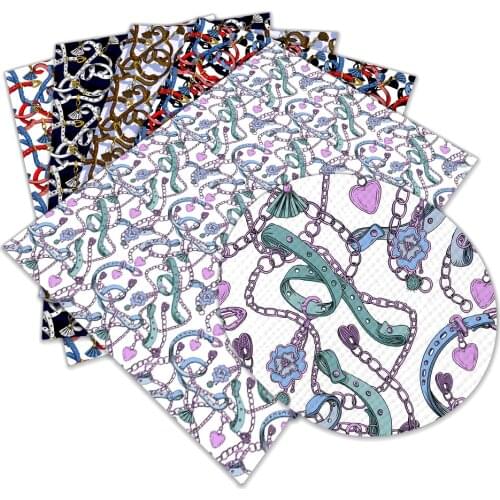 Chain Flower Printed Pattern Faux Synthetic Leather DIY Accessories Cloth Handmade Crafts