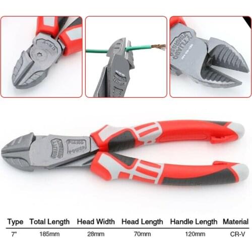 Durable 7 Inch Heavy Duty Side Cutter 185mm Cable Rope Diagonal Wire Pliers Energy-saving Diagonal Cutting Plier Hand Tools
