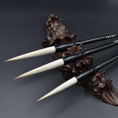 Calligraphy Pens Chinese Landscape Ink Painting Brush Set 3pcs White Clouds Chinese Huzhou Long Woolen Hair Painting Brush Pen