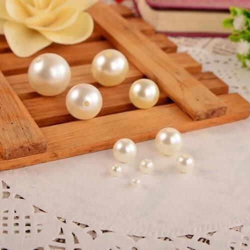 8/10/12/14mm Straight holes ivory round imitation plastic pearl beads for jewelry accessories Beads 20171021