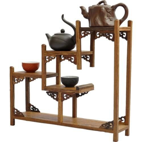 Ming and Qing furniture mahogany wenge small three-curio shelf Shelf antique jewelry swing frame factory direct