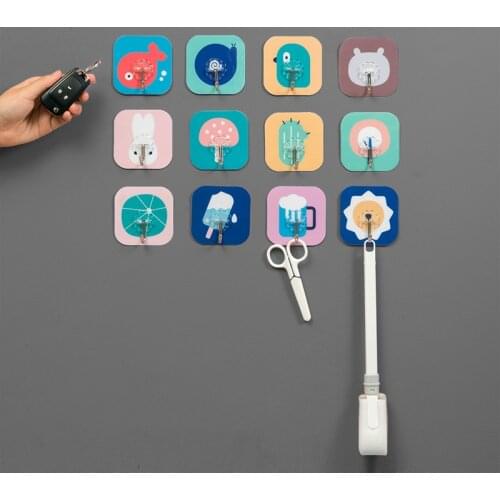 Cute Wall Hook Hanger Hooks Strengthen Kitchen Hooks With Traceless Viscose And Nail-Free Back Hooks Multicolored Household Hook