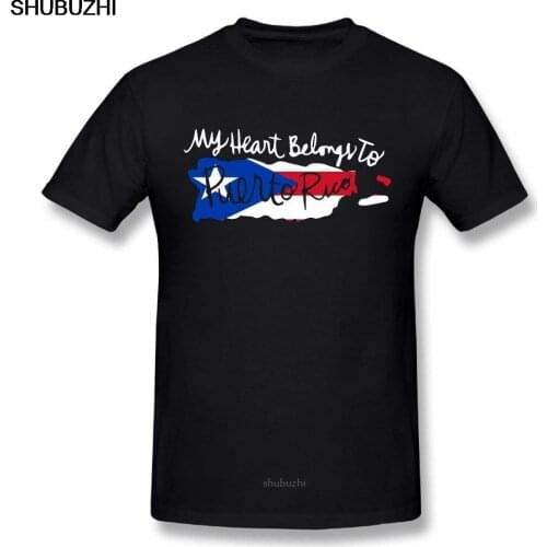 Mens My Heart Belongs To Puerto Rico 100% Cotton Prints Casual Short Sleeve Tee Summer Cotton T-Shirt Loose Clothes sbz8244