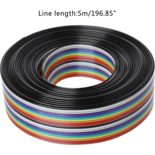 OOTDTY 5m Rainbow Cable 20Pin Wire With 1.27mm Line Pitch Connect Wires
