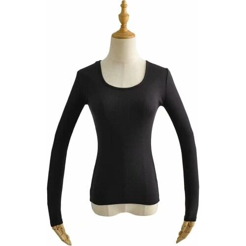 Fall Ribbed Knitted T Shirts Casual Women O Neck Long Sleeve Tops Korean Style Basic Slim Solid Tees Shirt Clothing 2020