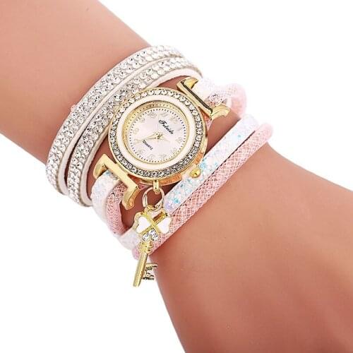 Hot national style leather watch wrap around elegance wristwatch for women wholesale clock long strap watches