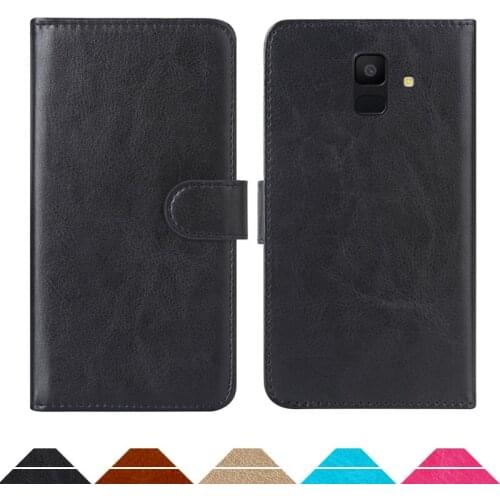 Luxury Wallet Case For Samsung Galaxy A6 PU Leather Retro Flip Cover Magnetic Fashion Cases Strap