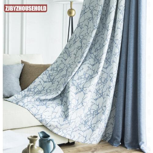Nordic Curtains for Living Room Bedroom Modern Ins Wind Living Room Stitching Printing Curtains Finished Product Customization