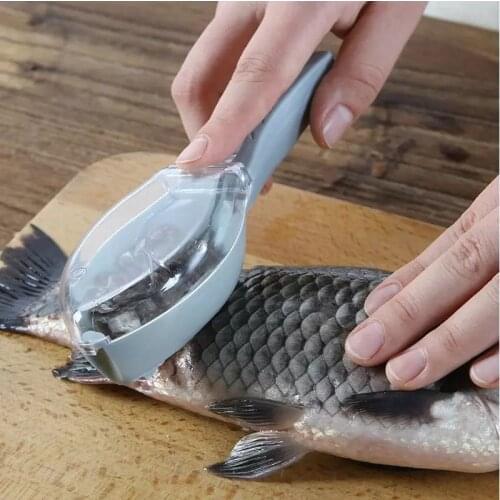 Fish Scales Scraper Fish Skin Brush Scraping Graters with Cover for Scraping Fish Scales Knife Cleaning Peeler Scaler Scraper