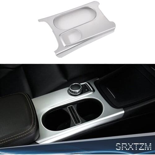 SRXTZM Silver ABS Chrome Cup Holder Cover Trim For Mercedes Benz A/GLA/CLA Class C117 W117 W176 X156 2012-17 AMG For LHD 1pcs