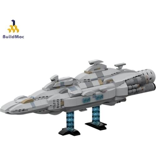Buildmoc Technical Mon Calamari Star Cruiser Moc-44432 Space Planet Warship Building Block Military War Creator Model Kid Gift