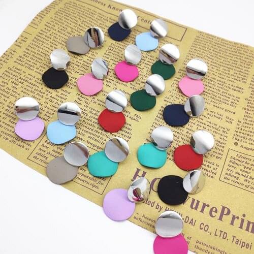 Minimalist Womens Earrings 12 Color Metallic Geometric Earrings Round Gold Earrings for Women Gift Jewelry Earrings 2020
