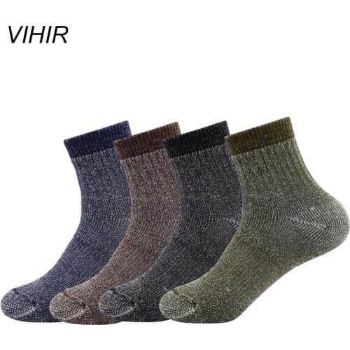 Vihir Mixed Color Merino Wool Winter Ankle Outdoor Sports Socks for Skiing Hiking Cycling Camping socks