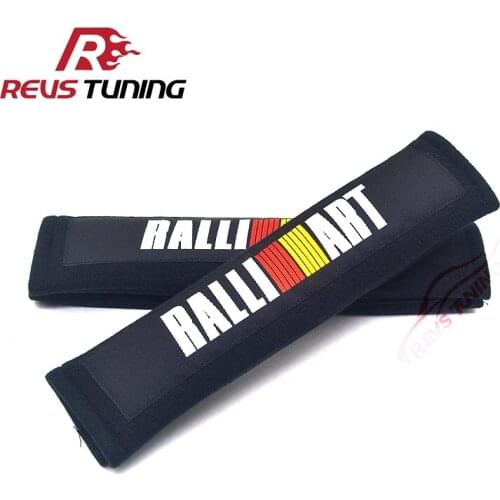 1Pair Black/Red JDM Styling Cotton Racing Car Seat Belt Shoulder Pads Safety Belt Cover For Mitsubishi