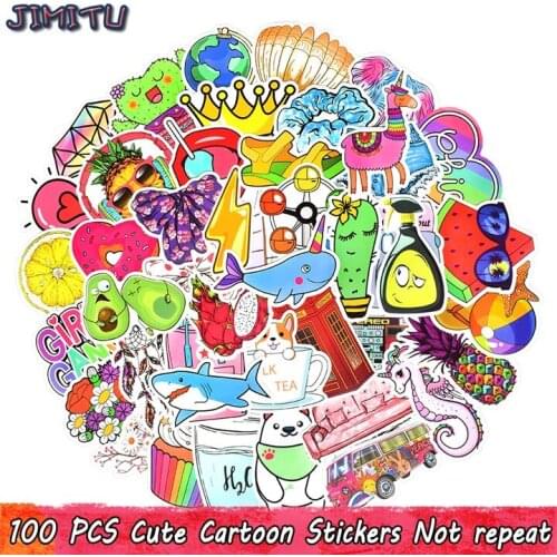 100 PCS Cartoon Stickers Kawaii Animal Waterproof Sticker Toys for Children DIY Laptop Luggage Bicycle Fridge Water Bottle Phone