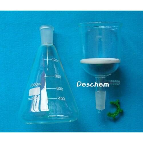1000ml,Glass Suction Filter Kit,350ml Buchner Funnel & 1 Litre Erlenmeyer Flask